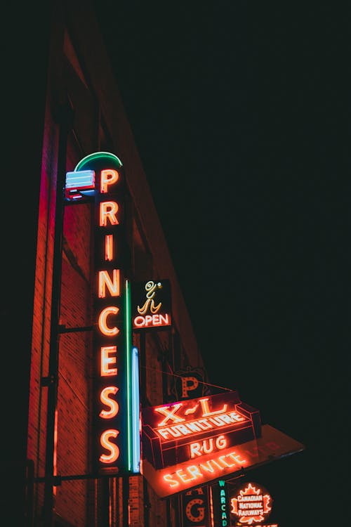 Neon Signages on the Building Wall