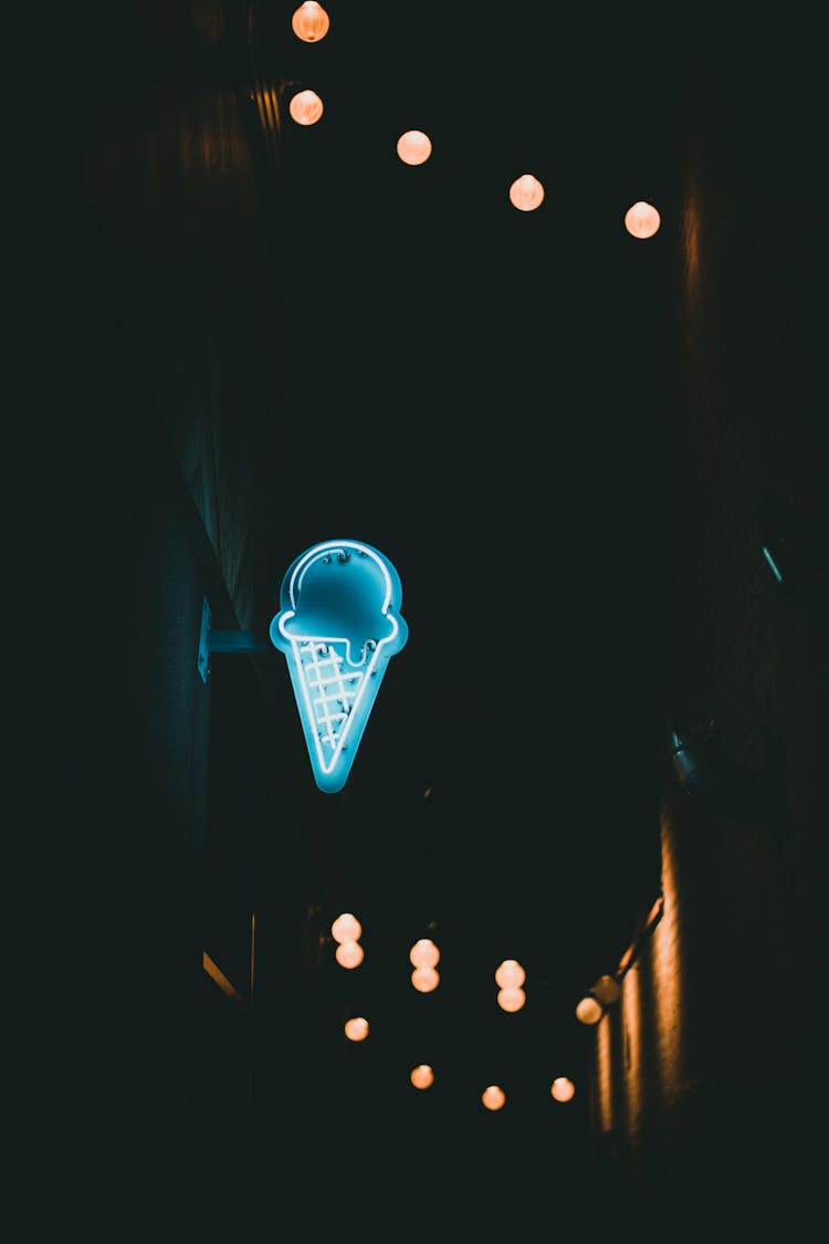 Neon Light Ice Cream Logo