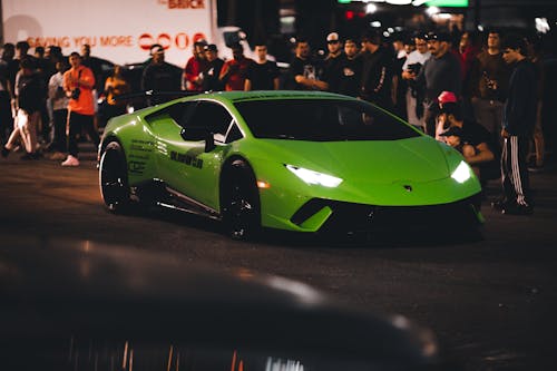 Green Lamborghini at Night
