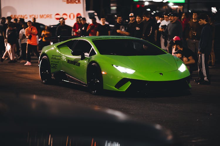 Green Lamborghini At Night