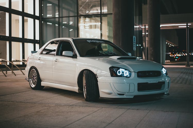 White Modified Subaru Impreza WRX STI