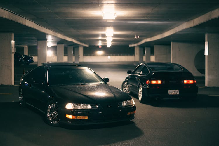 Black Cars On Underground Parking