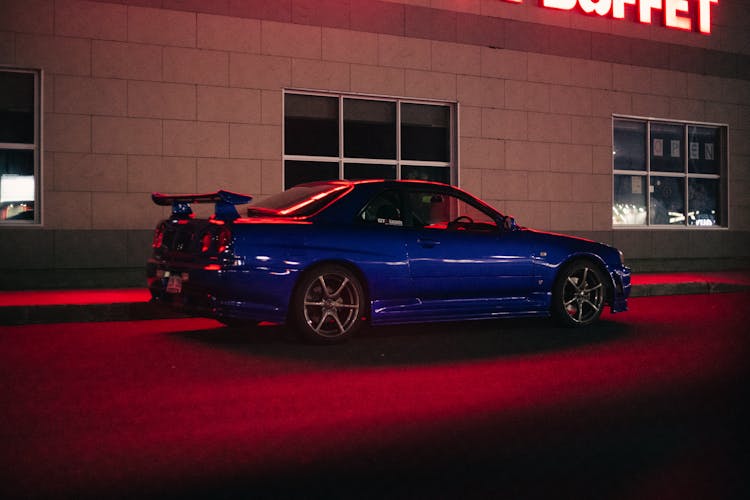 Blue Nissan Skyline GT-R R34