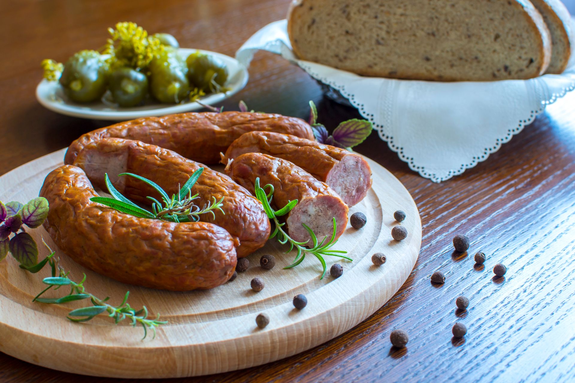 Cooked Sausages on White Plate