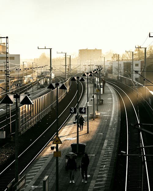 Sunlight over train station