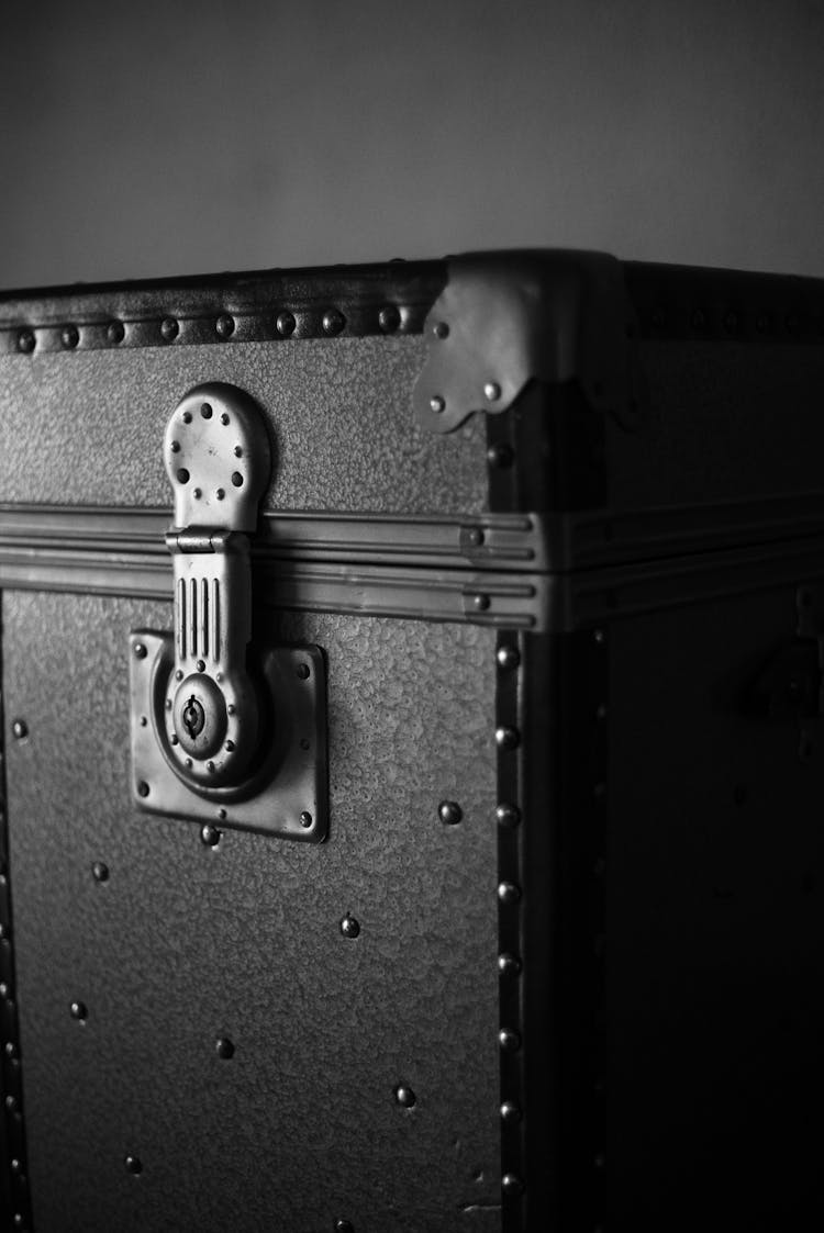 Mechanical Key Lock Of A Chest Box In Close-up