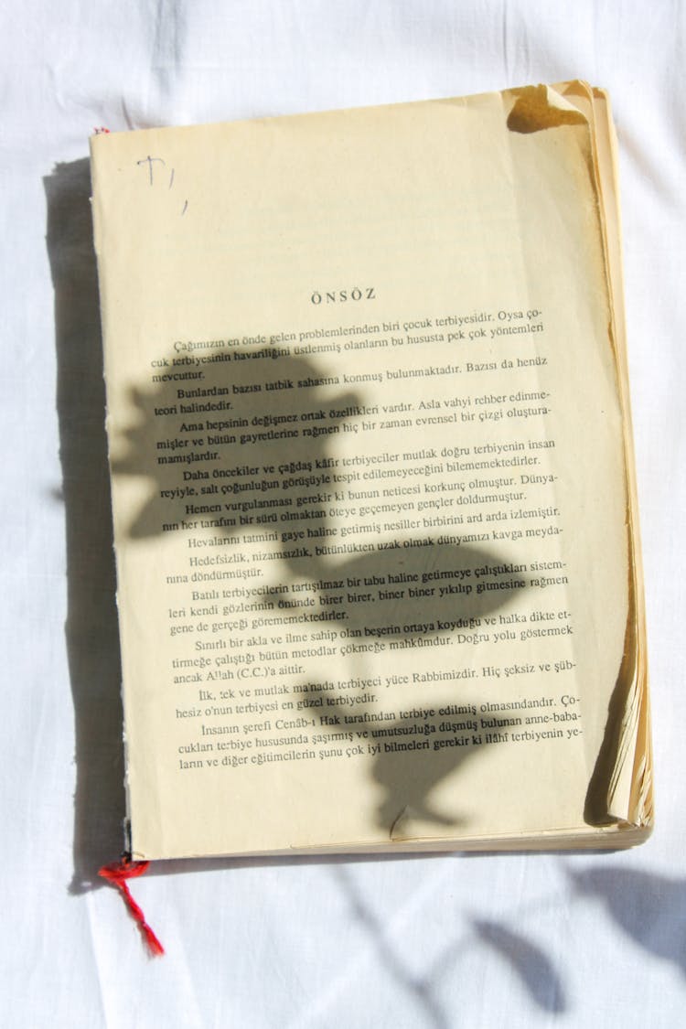 Shadow Of Flower On A Book Page