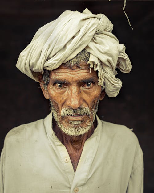 Free Man Wearing White Turban Stock Photo