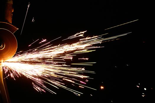 Flashing Sparks Coming From the Angle Grinder