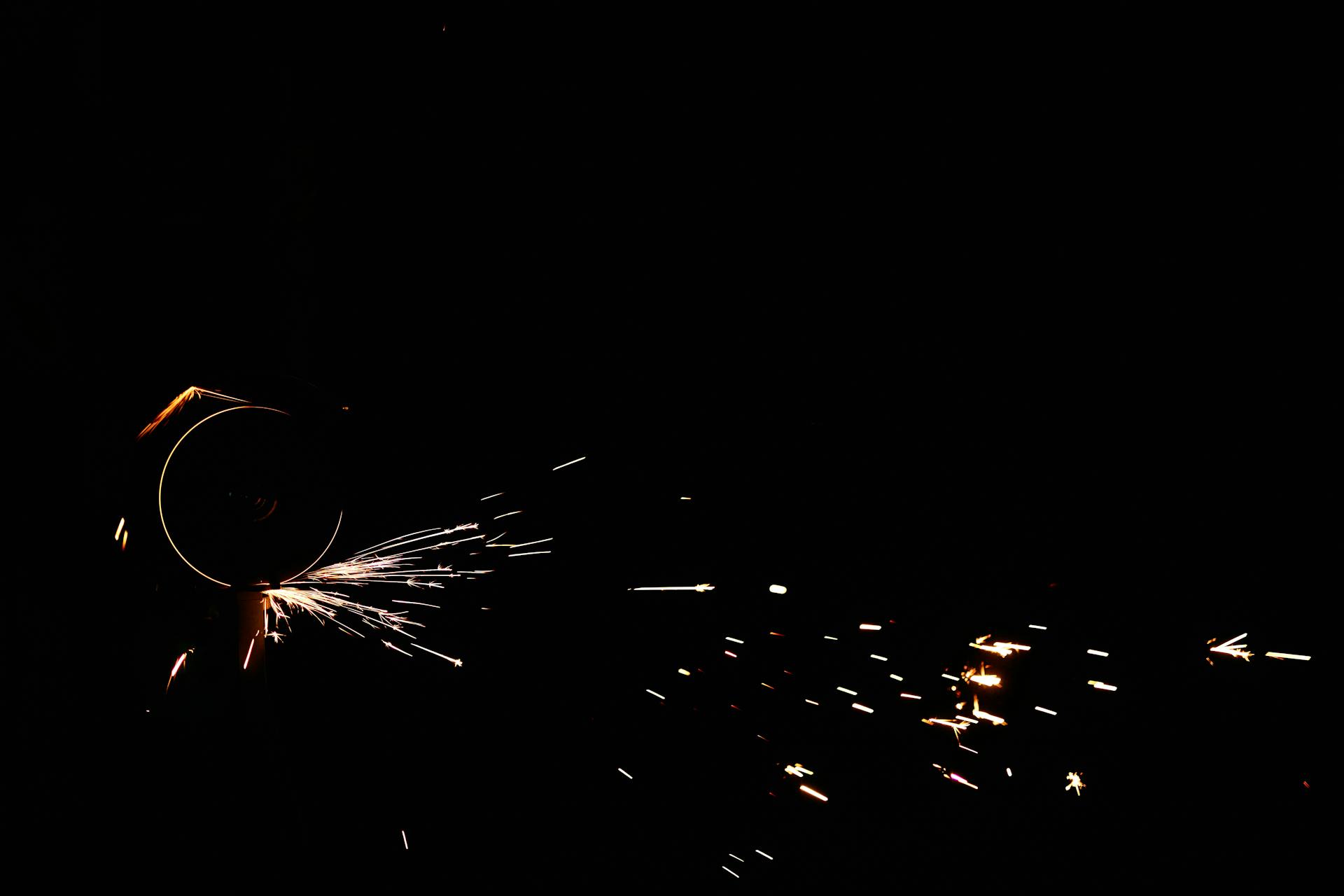 Sparks Coming From the Angle Grinder