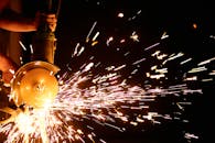 Flashing Sparks Coming From the Angle Grinder