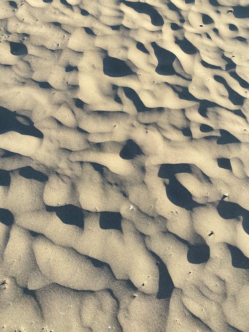 Free Full frame textured background of sand with uneven surface and ripples in sunlight Stock Photo