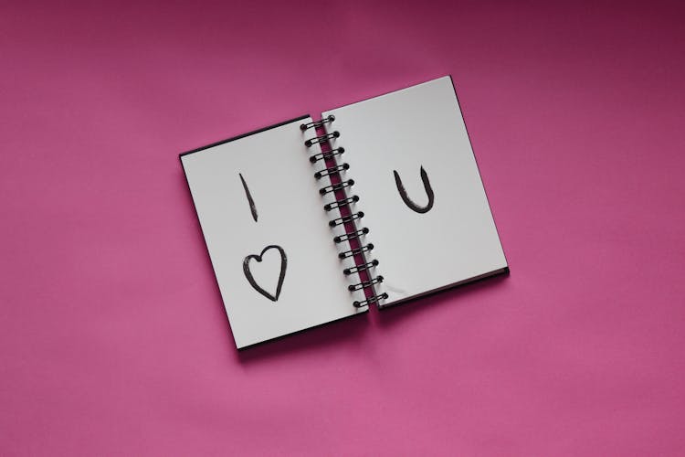 I Love You Text On Pages Of Spiral Notebook