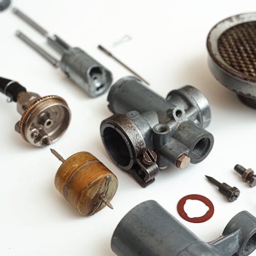 Free Carburetor Parts in Close Up View Stock Photo