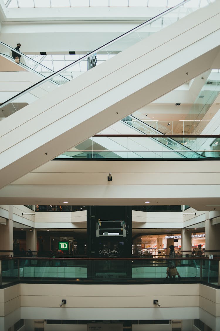 Escalators Inside A Mall