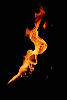 Intense orange flames against a dark backdrop, creating a striking visual effect.
