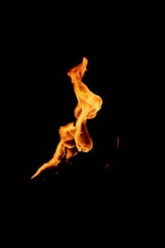 Vibrant flame captured against a black background, showcasing dynamic heat and fire textures.