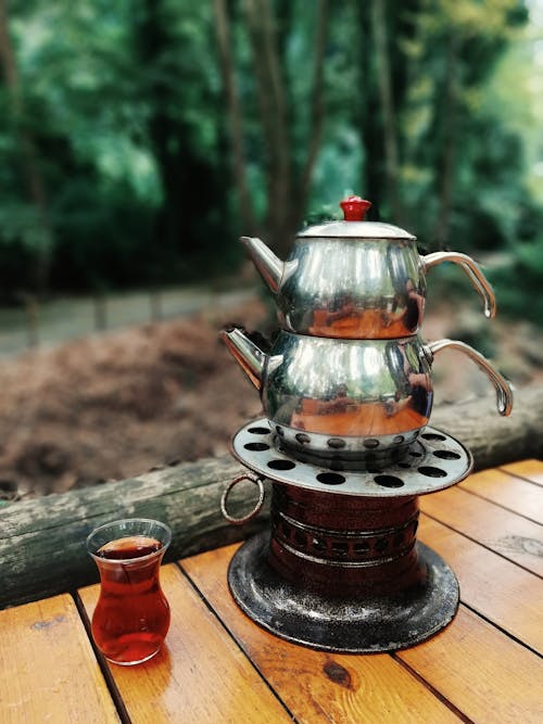 Free Kettle on Portable Stove Stock Photo