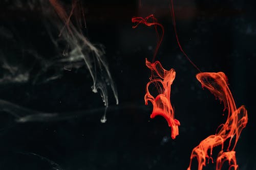 Photographie à Grande Vitesse De La Diffusion D'encre Rouge Et Blanche Dans L'eau