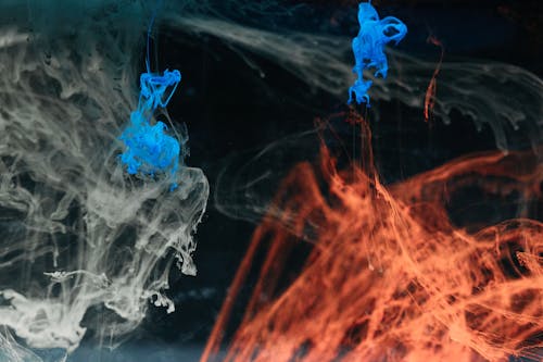 Hogesnelheidsfotografie Van Kleurrijke Inktdiffusie In Water