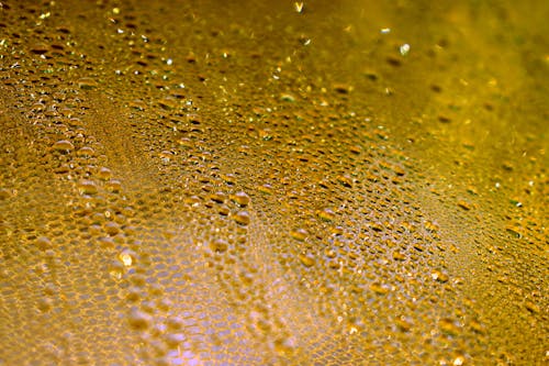 Water Droplets on Yellow Surface