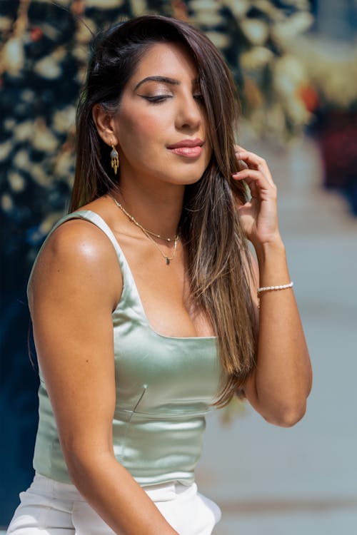 Pretty Woman in Green Tank Top