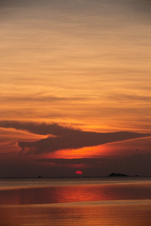 Scenic View of a Placid Sea during Sunset