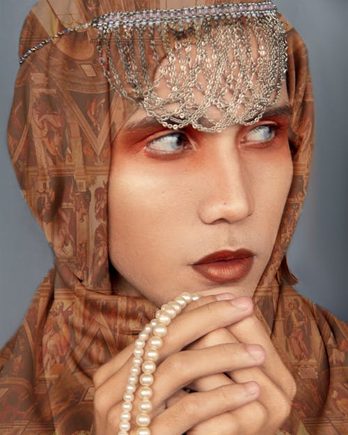 Portrait of Woman in Hijab and with Jewelry