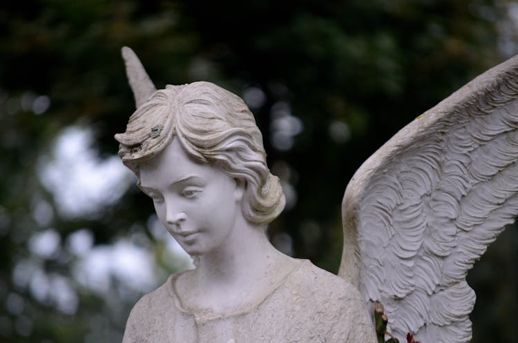 Angel Statue In Close Up Photography