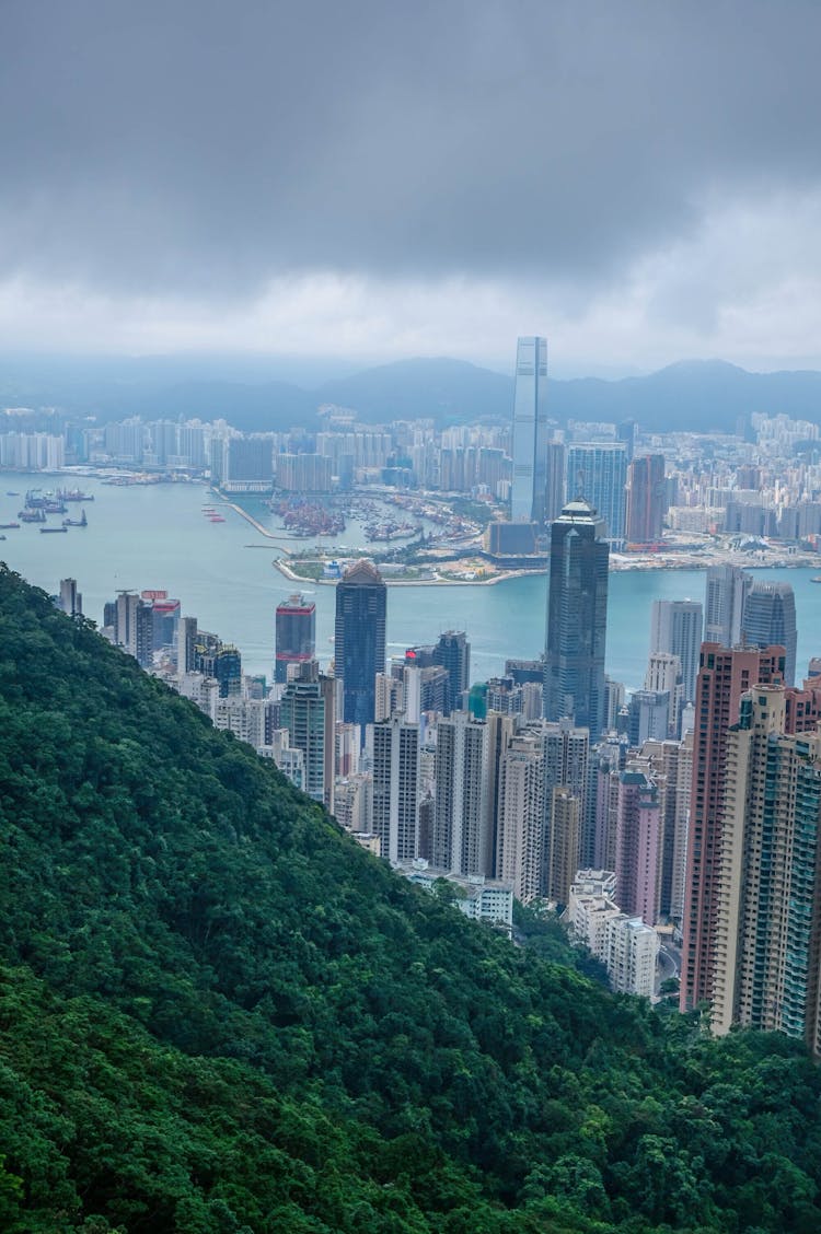 City And River From Hill Slope