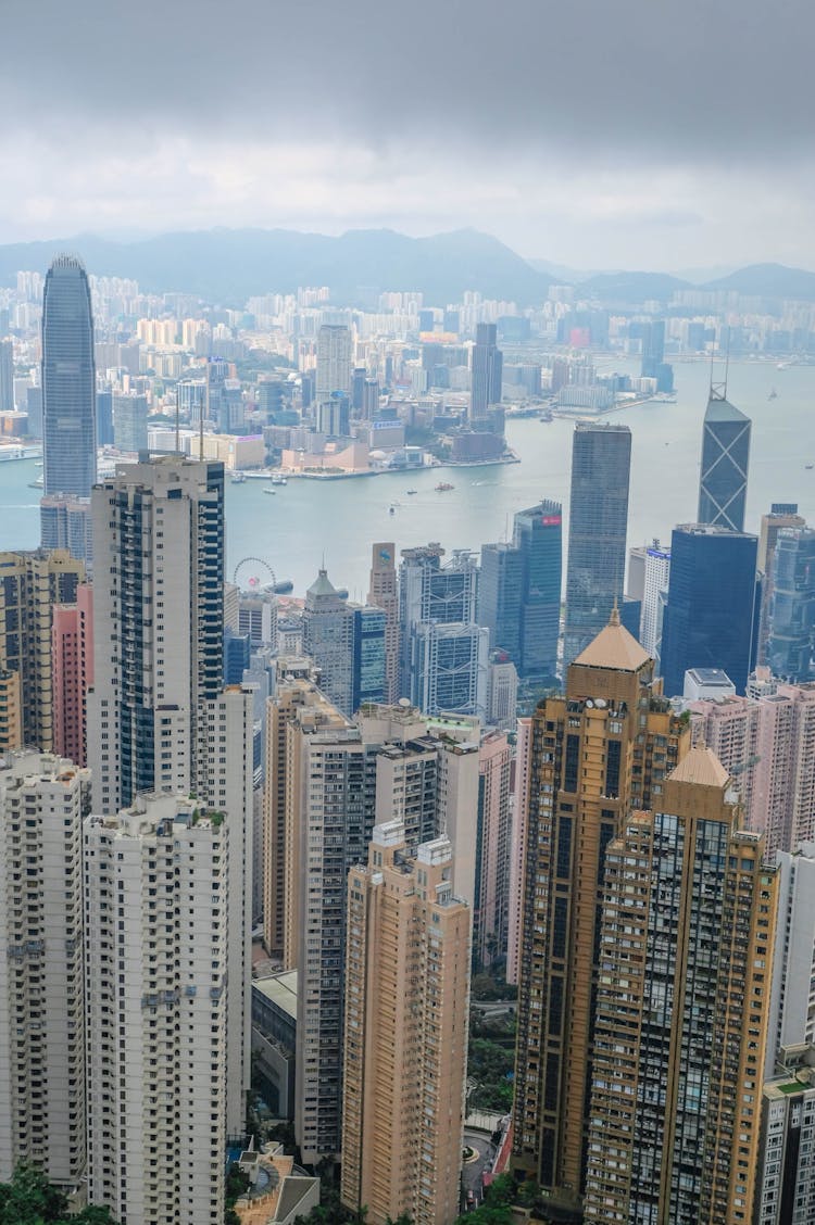 Aerial View Of Hong Kong City Buildings