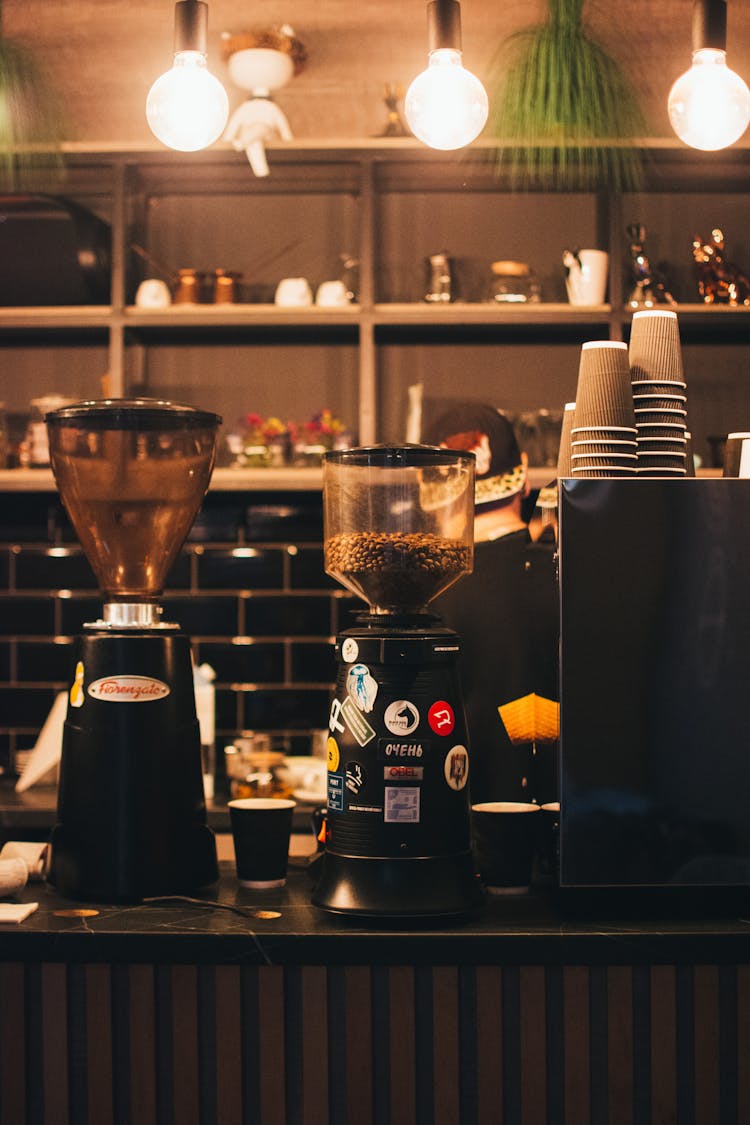 Coffee Machines In A Coffee Shop 