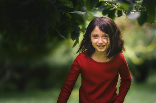 Girl in Red Long Sleeve Shirt