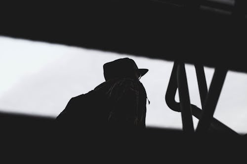 Silhouette of a Person Wearing Backpack