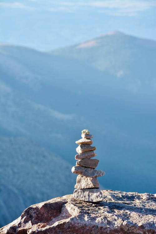 Stack of Stones on Top of Mountain