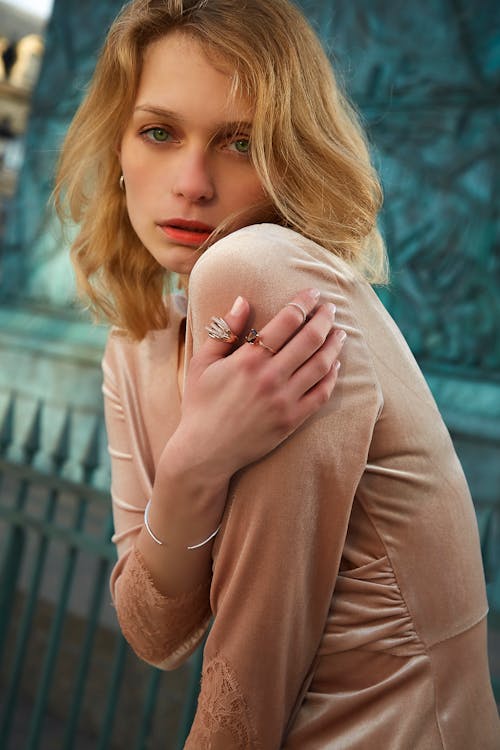 Woman Wearing Satin Long-sleeved Top