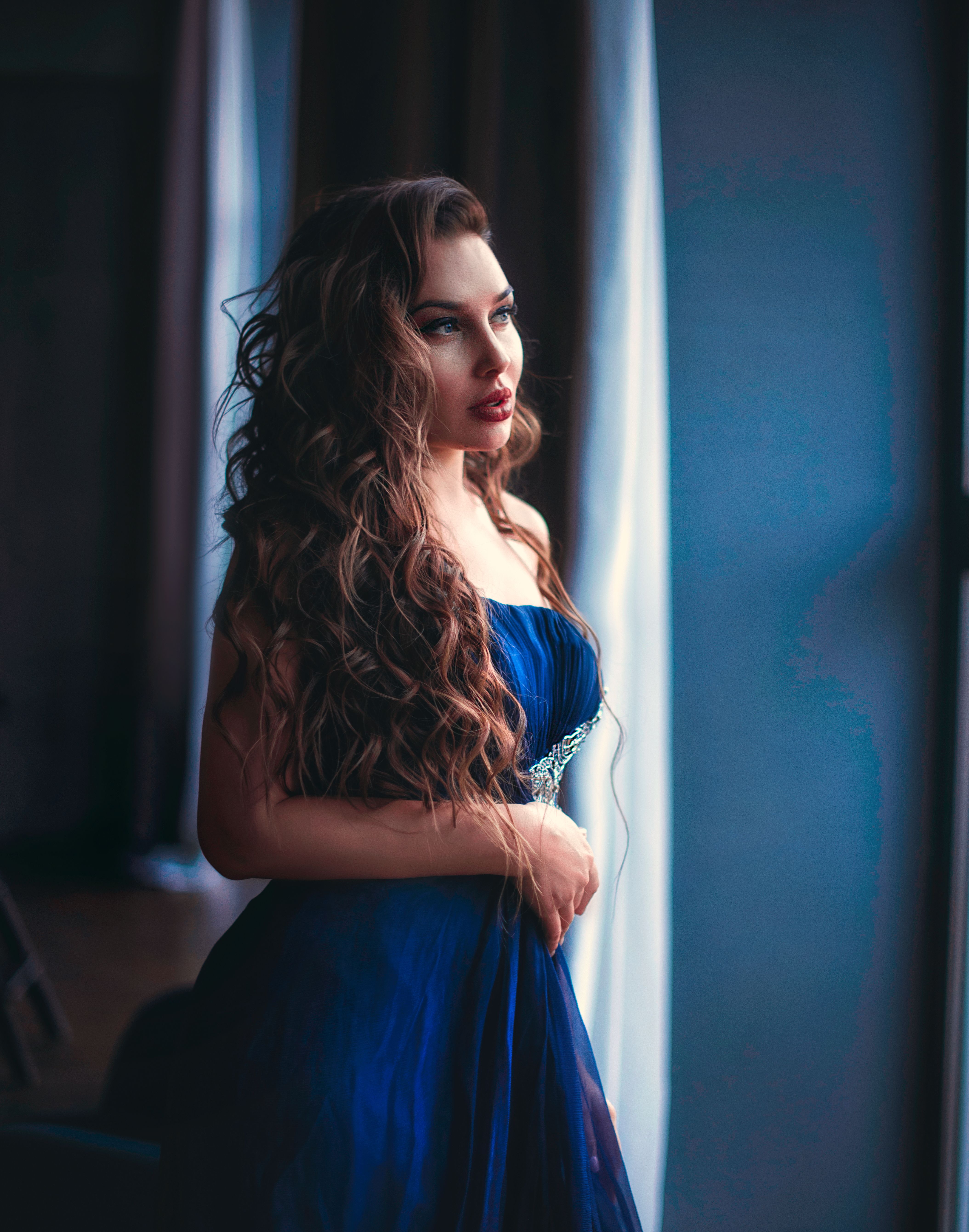 blue purple ombre dress Off the Shoulder Blue Purple Ombre Tulle Prom Dresses, Blue Purple Omb main image 0