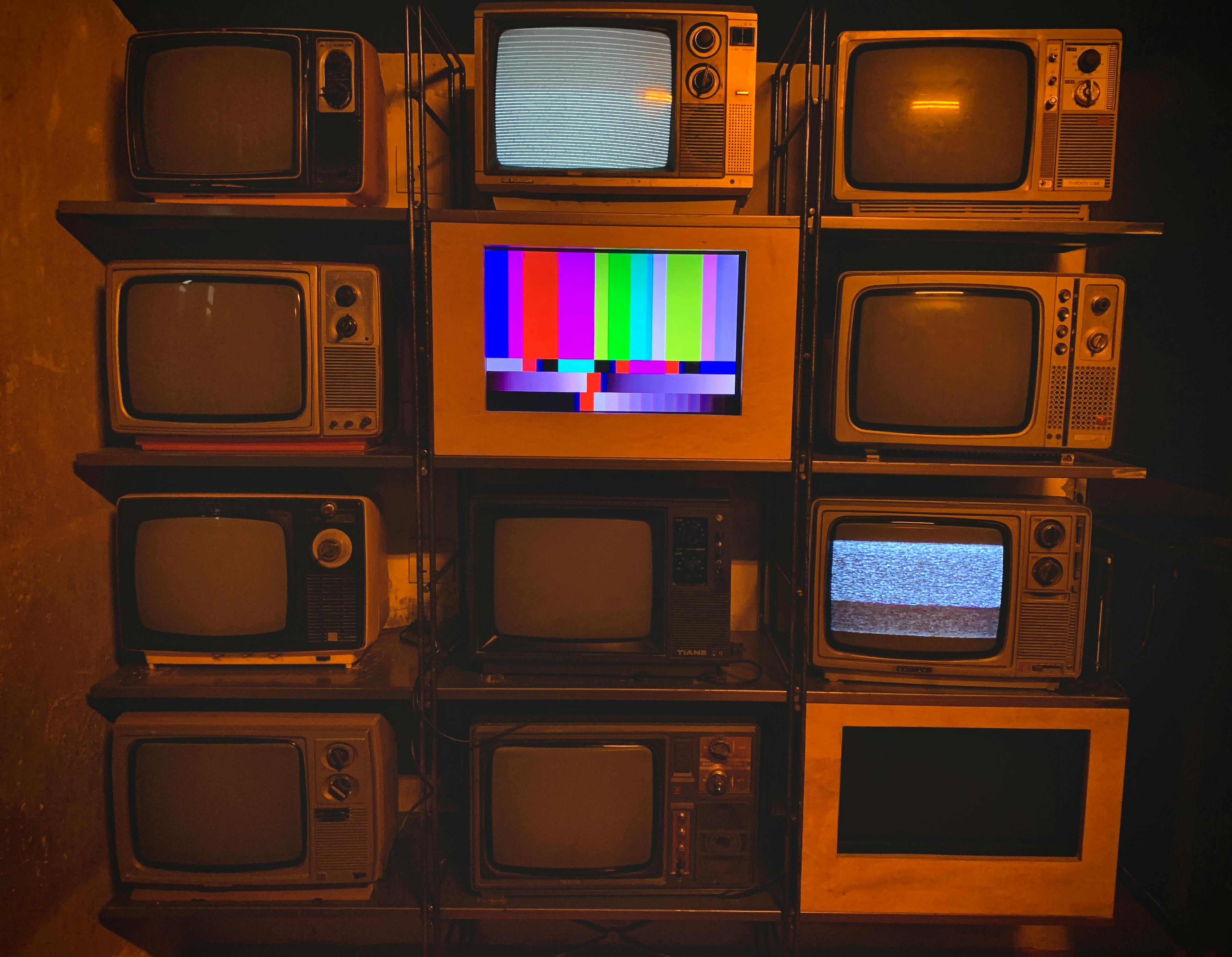 close up of vintage televisions