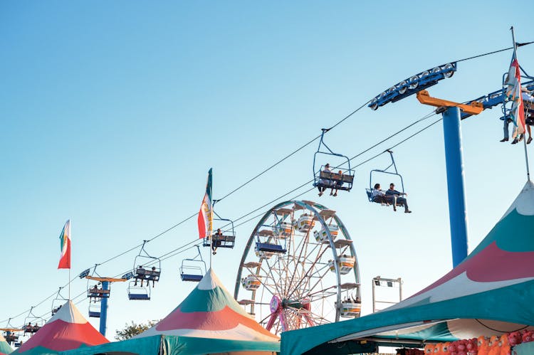 Cable Railway And A Carousel On A Fair