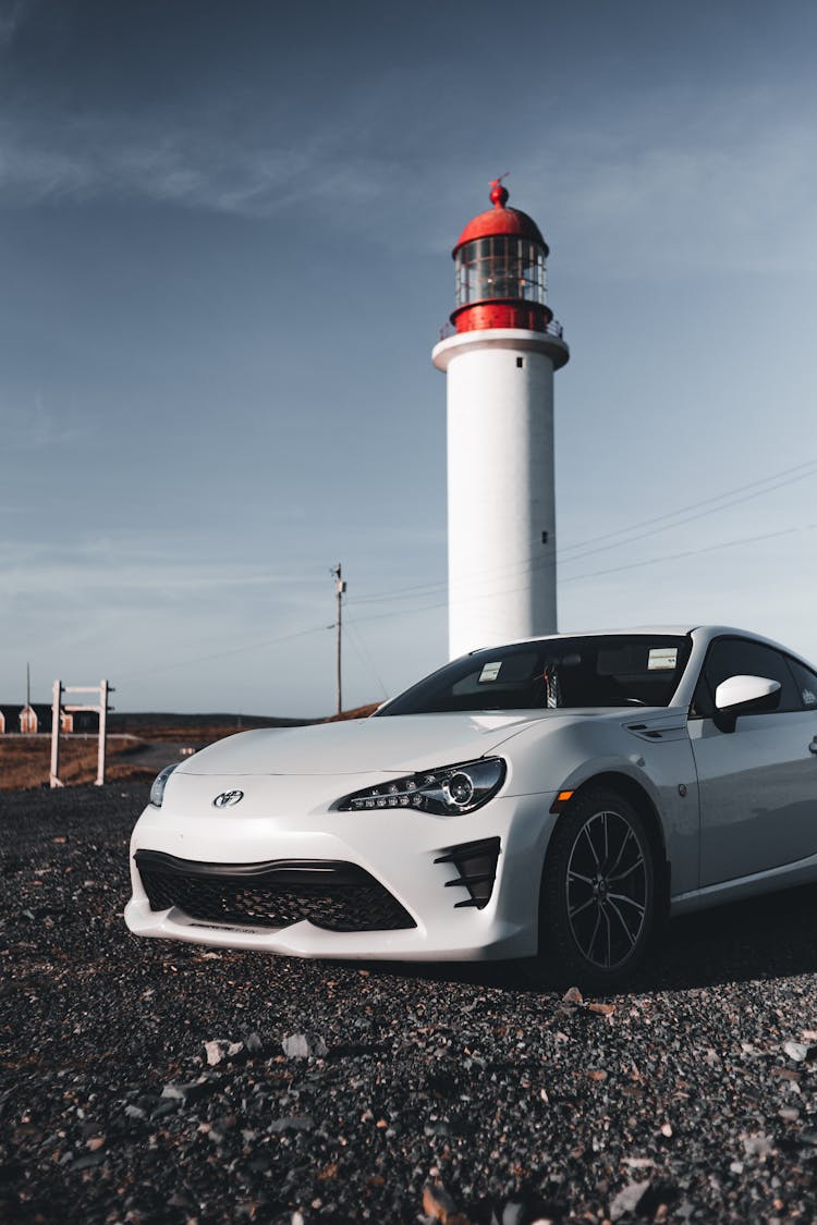 White Toyota 86 Near The White Lighthouse 