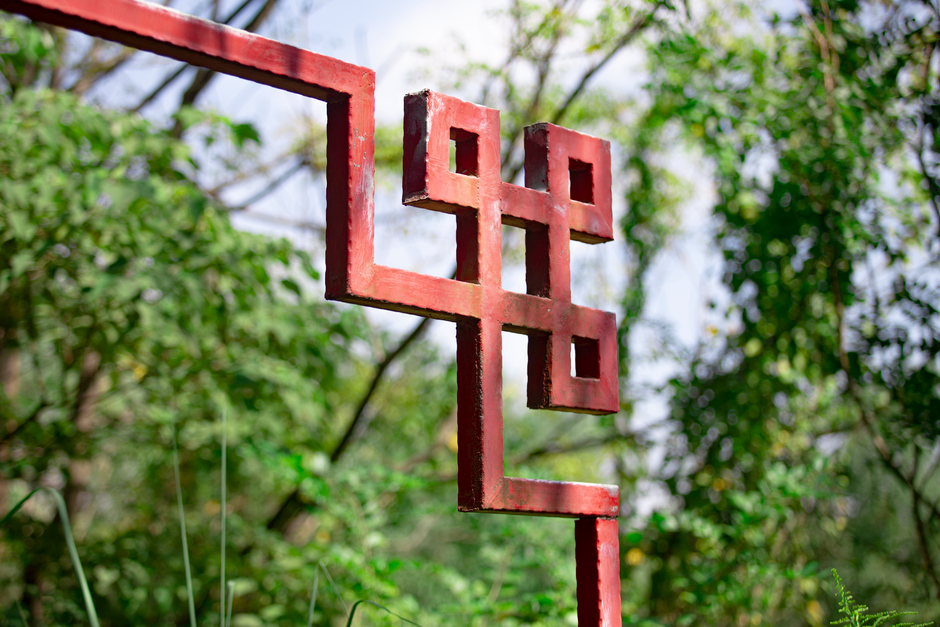 abstract corten steel garden sculpture in a modern landscape abstract corten steel garden sculpture in a modern landscape