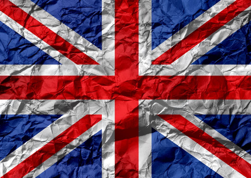 UK flag on creased paper