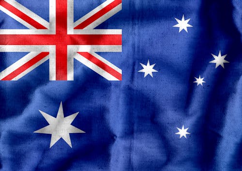 Textile Australian flag with crumples
