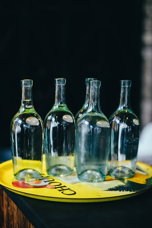 Free Clear Glass Bottles with Water Inside  Stock Photo