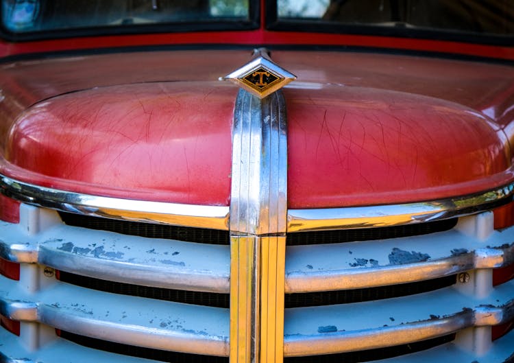 Close-up On Scratched Car Hood