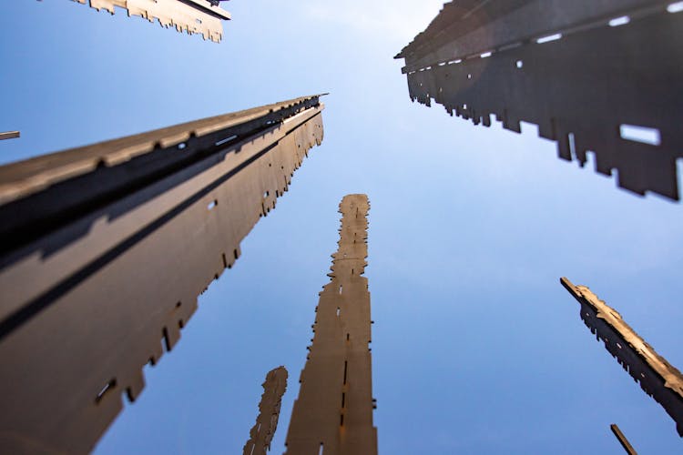 Clear Sky Over Wooden Constructions