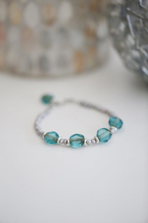 Silver and Blue Beaded Bracelet