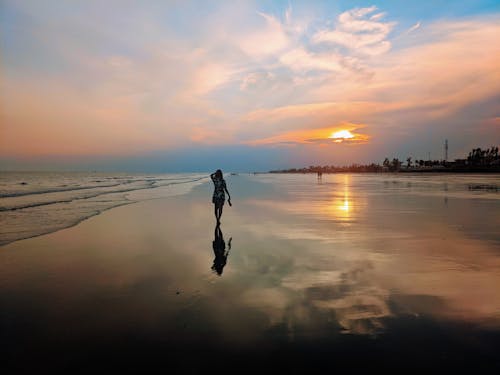 Free stock photo of alone, beach sunset, sea beach