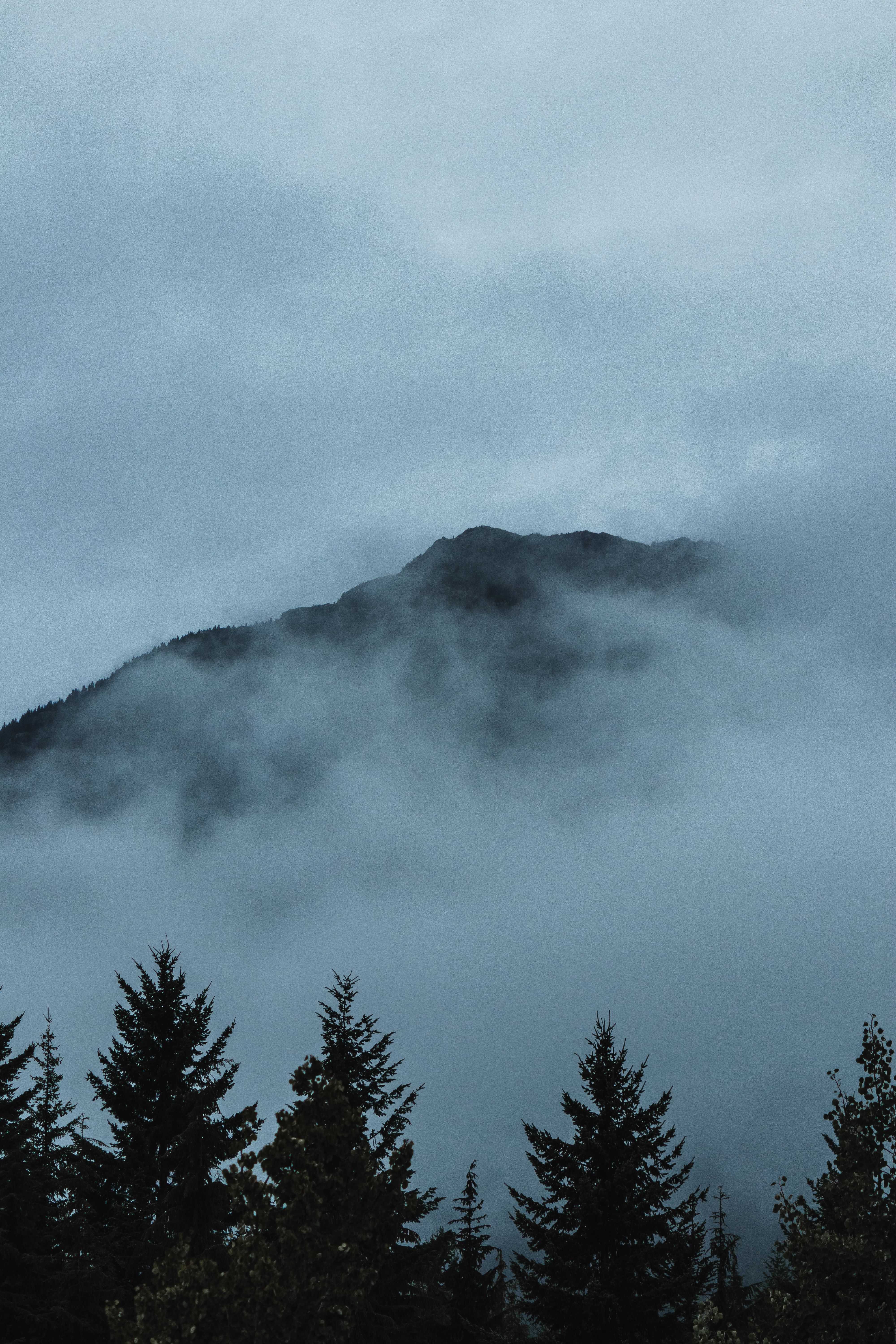 Green Trees Near Mountain Under White Clouds · Free Stock Photo
