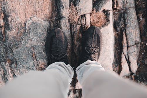 Free Top View Photo of Black Sneakers Stock Photo
